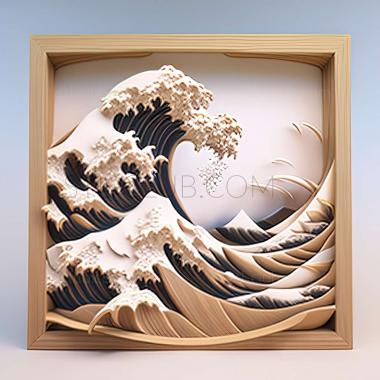 3D model great wave (STL)